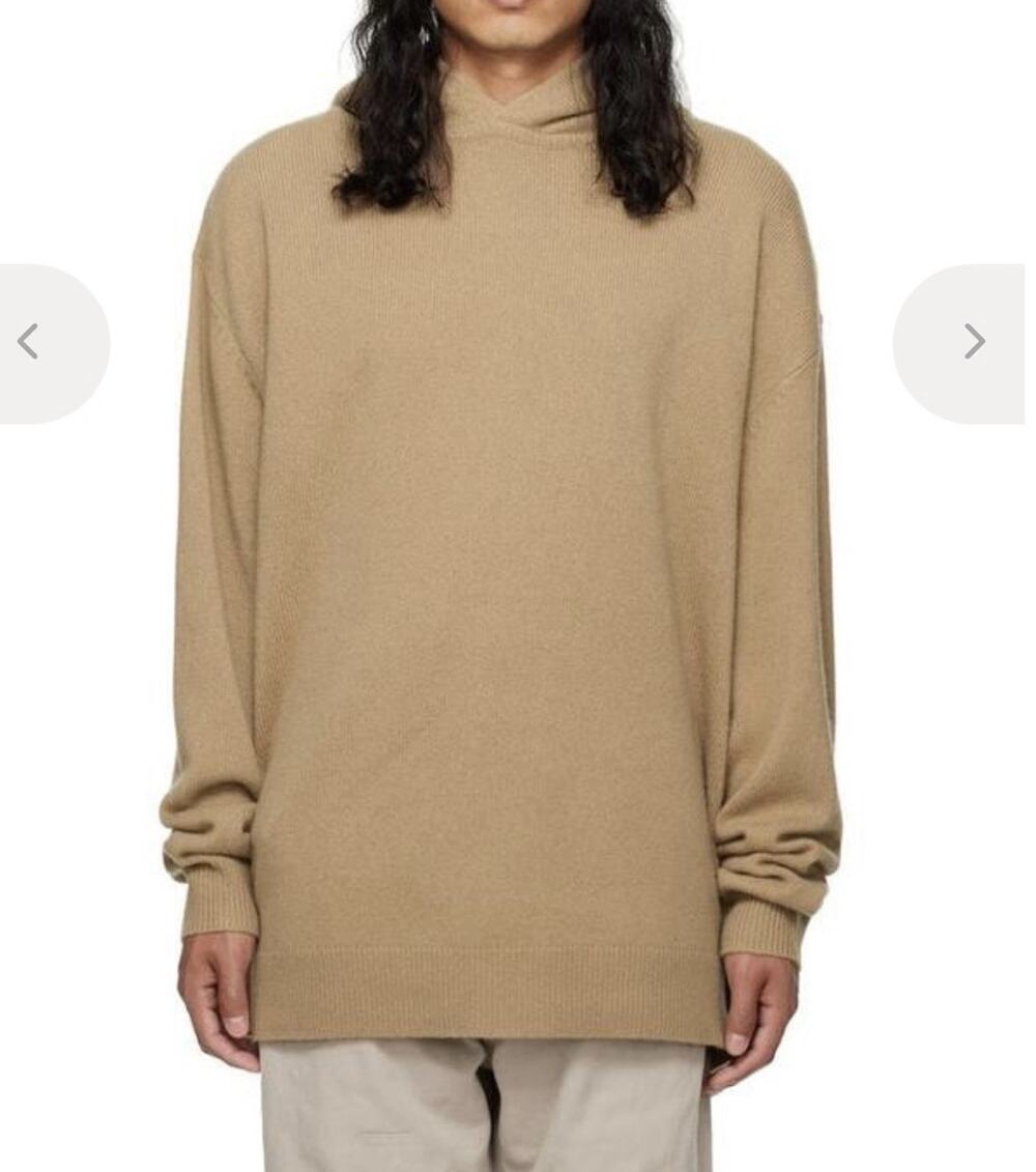Acne Studios Hooded Cashmere Blend Jumper Hoodie Knit Sweater Light Brown MED